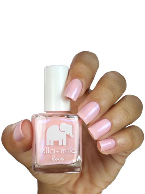 ella mila stuck on you|Sheer soft iridescent pink nail polish